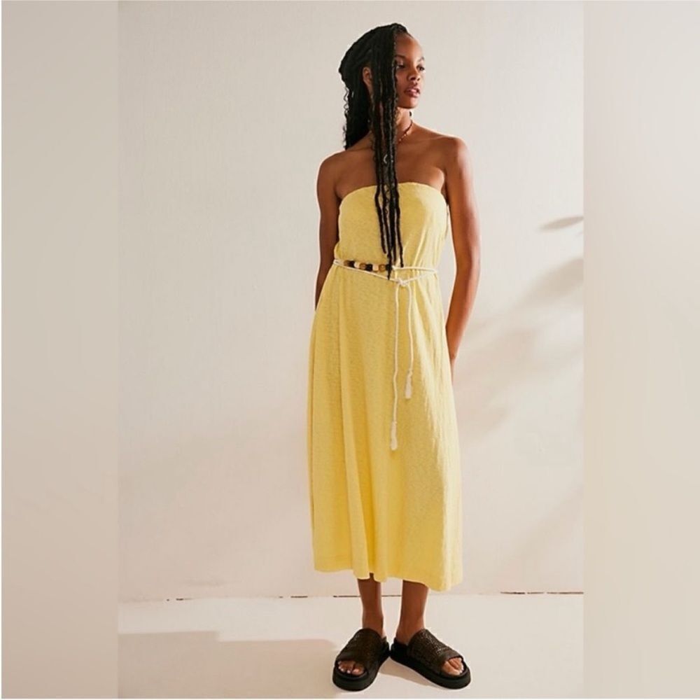 Free People NWT Peyton Maxi Tube Dress Yellow Strapless size S